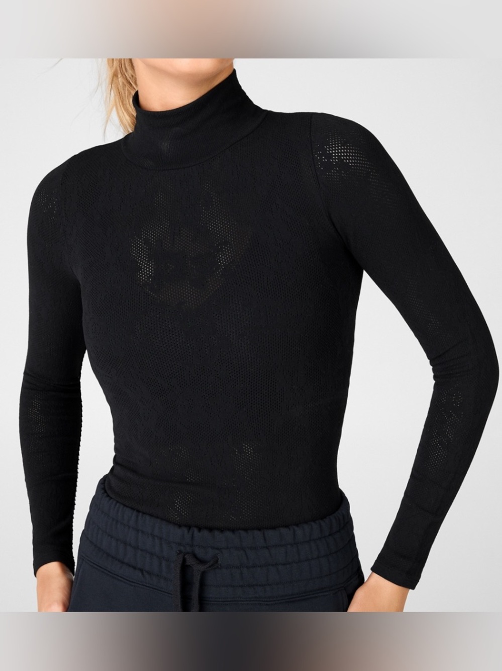 Fabletics Black Jessa SculptKnit Long-Sleeve Top Size L NWT!